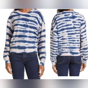 Rails Ramona Sweatshirt Striped Indigo Tie Dye Womens Medium Lounge Cozy Relaxed